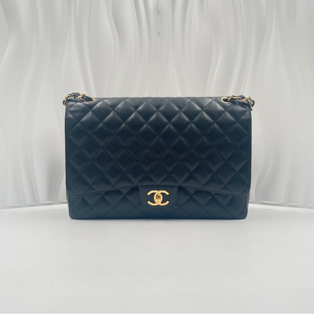 CHANEL Classic Flap Jumbo Bag Black Caviar Leather
